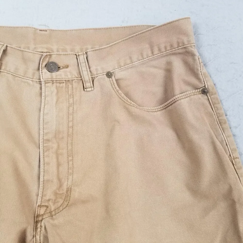 Polo Ralph‎ Lauren Authentic Dungarees Jeans Mens 36x32 Beige Straight Denim